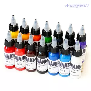 Mực xăm WANYEDI, 30ML Màu thực hành hình xăm nâu đen, Đỏ tươi Xanh tím Hồng trắng Xanh sắc tố hình xăm