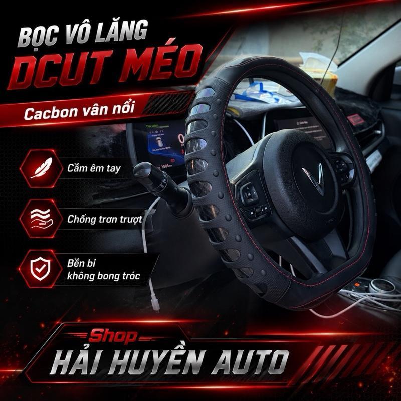 Bọc vô lăng CACBON size Dcut thể thao form méo cho VinFast VF3 VF5 VF6 VF7 VF8 VF9 VFe34 Limo Green Herio Green