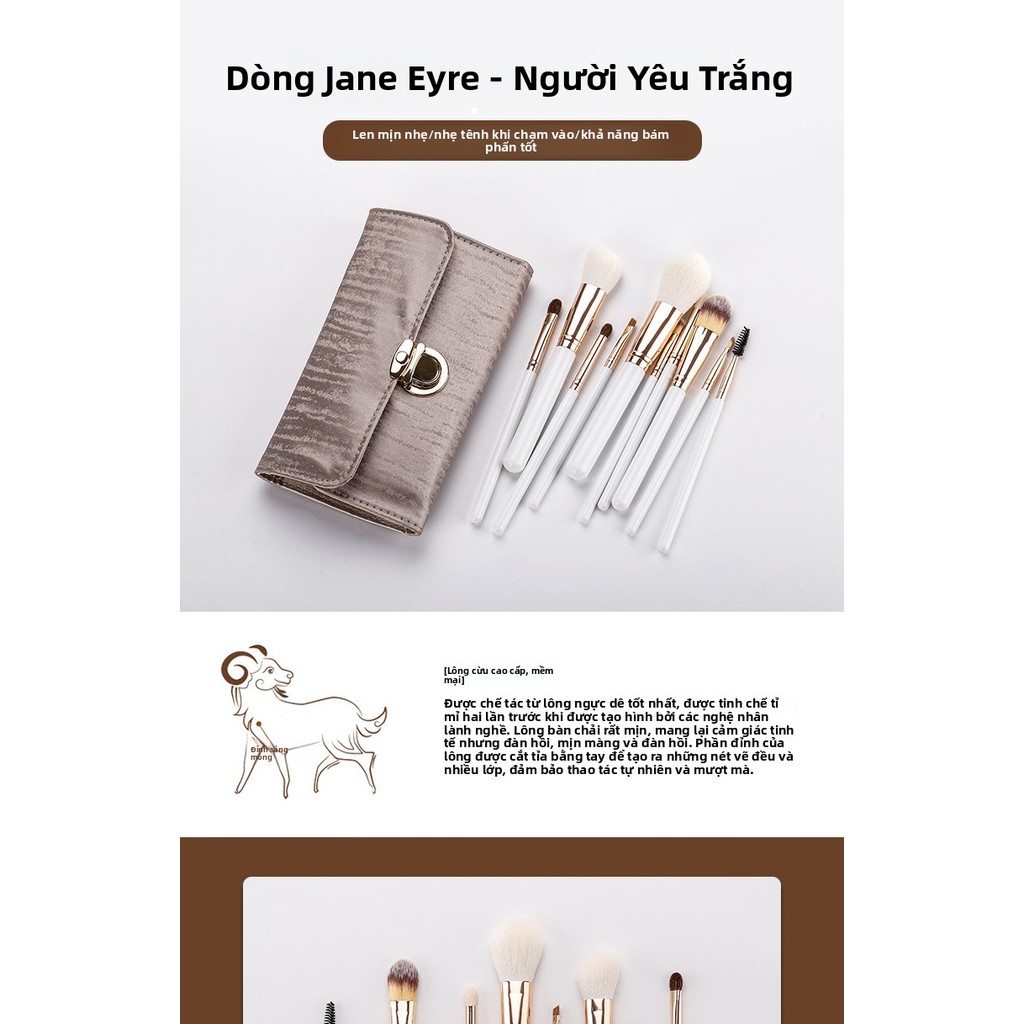 Bộ 10 Miếng Full Bộ Cọ Trang Điểm: Cọ Nền, Cọ Mắt, Cọ Sơn, Cọ Che Khuyết Điểm