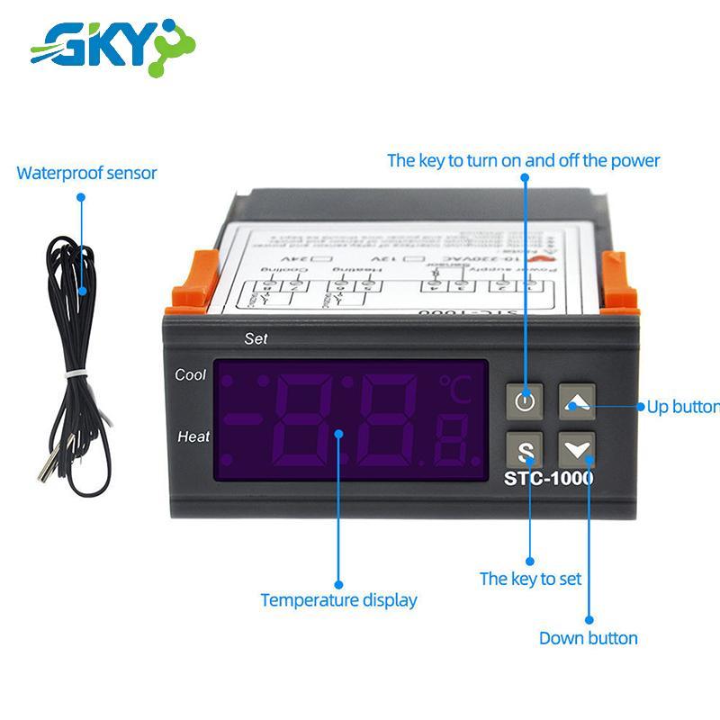 GKY LED Chất Lượng Đa Năng Kỹ Thuật Số STC-1000 Bộ Điều Khiển Nhiệt Độ DC12V DC24V AC110-220V Bộ Điều Khiển GKY
