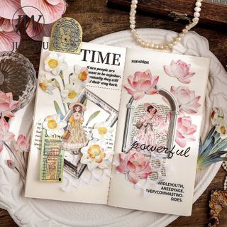 JIANWU Vintage Cây Hoa Phong Cảnh Cắt Kéo Thêu Sò Chất Liệu Giấy Sáng Tạo DIY Rác Tạp Chí Văn Phòng Phẩm