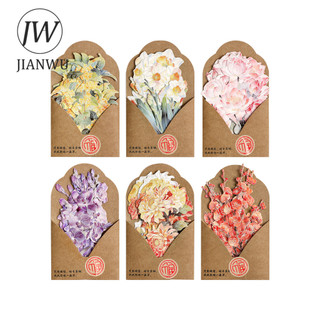 JIANWU Vintage Cây Hoa Phong Cảnh Cắt Kéo Thêu Sò Chất Liệu Giấy Sáng Tạo DIY Rác Tạp Chí Văn Phòng Phẩm