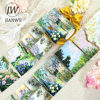 JIANWU 80mm * 200cm Vintage Tranh Thực Vật Hoa Mây Phong Cảnh Chất Liệu Cắt Kéo Thêu Sò PET Băng Tạp Chí Văn Phòng Phẩm