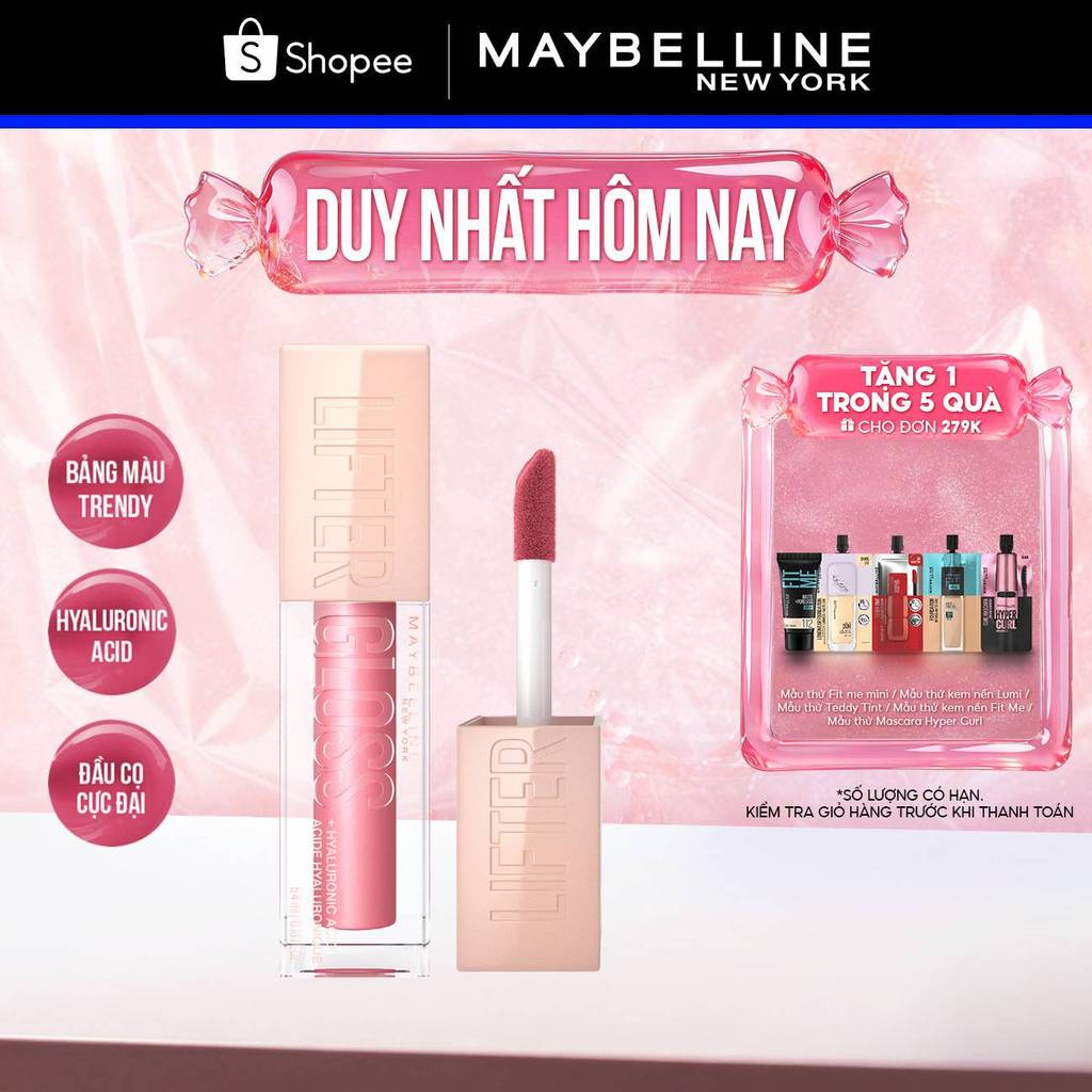 Son Bóng Lifter Gloss cho Đôi Môi Đầy Căng Mọng Kẹo cùng Hyaluronic Acid Maybelline New York 5.4ML