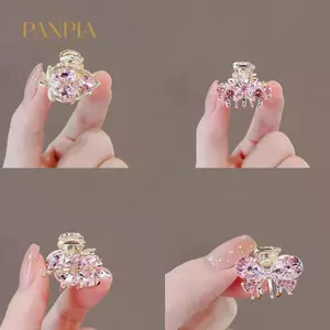 PNPIA- Thời Trang Mini Cua Kim Loại Kẹp Tóc Nhỏ Phụ Kiện Tóc Cho Nữ Cô Gái Hồng Kim Cương Giả Nơ Hoa Tóc Pin Bên Nổ Kẹp