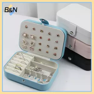 B & N Hộp đựng đồ trang sức di động Hộp đựng đồ trang sức trưng bày Hộp đựng đồ trang sức du lịch Nút bảo quản bằng da Dây kéo Đồ trang sức Joyero.