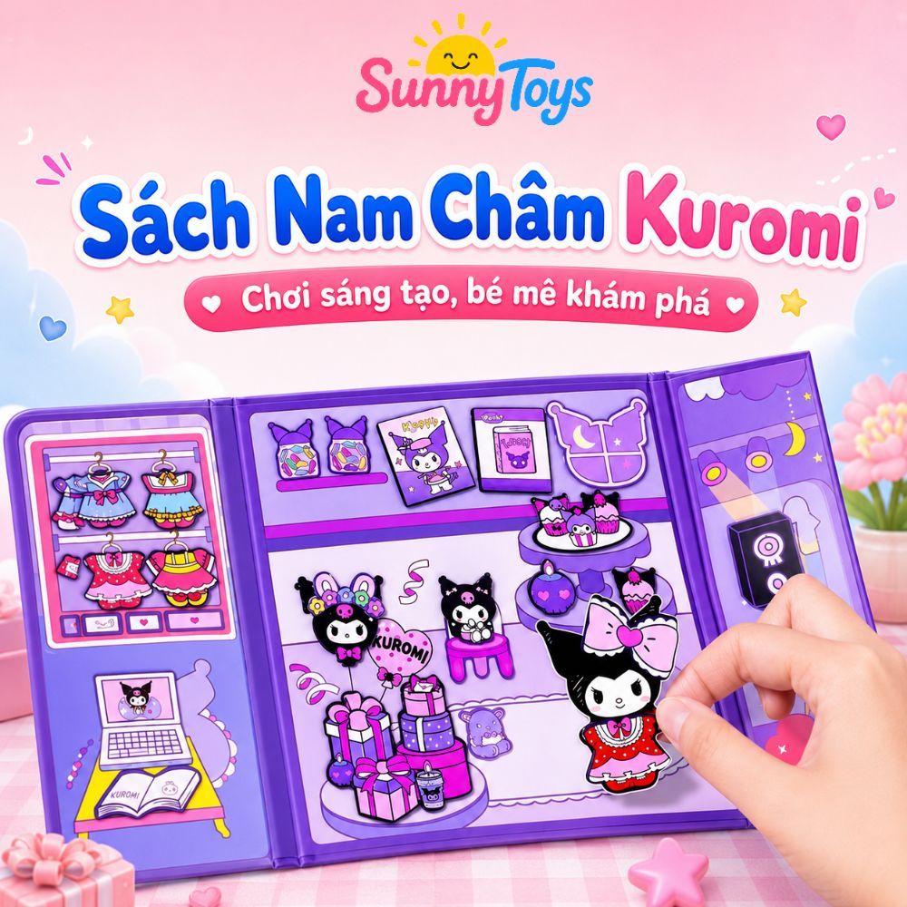 Sách Nam Châm Thay Trang Phục SunnyToys - Mẫu Kuromi, Cinnamoroll, Melody, Hello Kitty Cho Bé