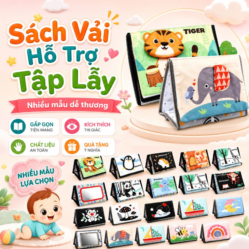 Sách Vải Hỗ Trợ Tập Lẫy,Phát Triển Đa Giác Quan, An Toàn Cho Trẻ,Quà Tặng Cho Giáo Dục Mầm Non