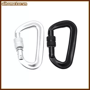 AIHOM Carabiner hình chữ D bằng nhôm 25KN ngoài trời có Lo an toàn để leo núi và xử lý bánh răng,