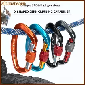 AIHOM Phiêu lưu ngoài trời 25KN Carabiner leo núi bằng nhôm Hình chữ D có vít Lo để khám phá an toàn,