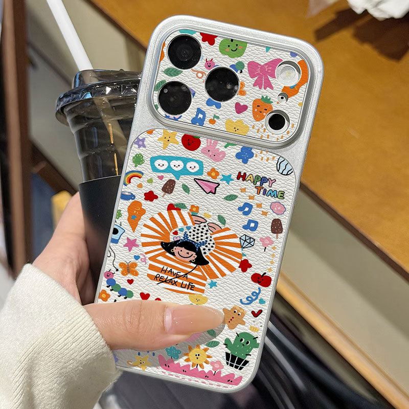 Ốp lưng iPhone Họa tiết da mạ họa tiết cô gái mùa hè iPhone 17 16 15 14 13 12 11 Pro Max Plus Max