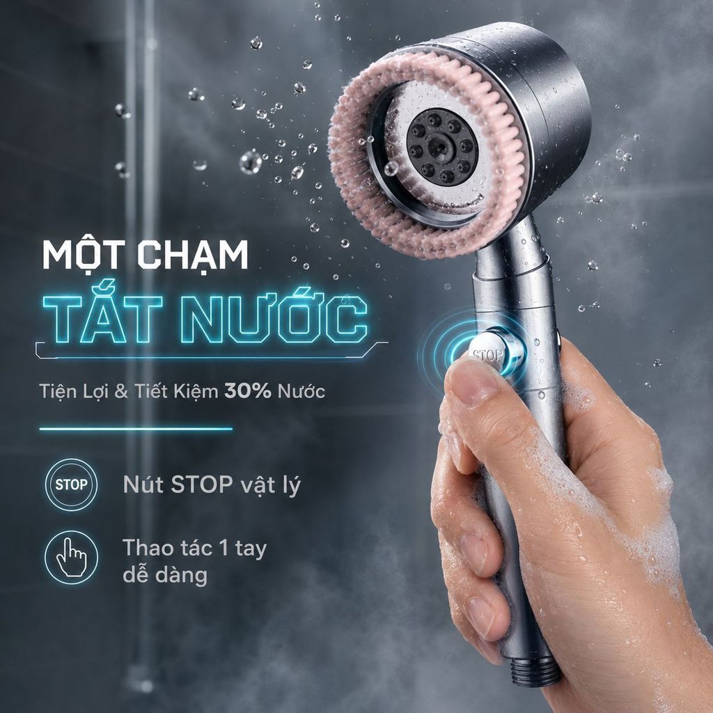 🔥 Hệ thống lọc nước 5 tốc độ - Vòi sen chăm sóc da áp lực cao | Vòi sen cầm tay lọc nước - Vòi sen cao cấp | Vòi sen