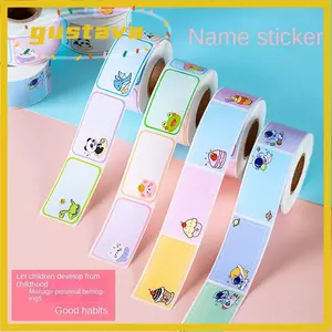 GUSTAVA 100 / 280 Cái / Cuộn Nhãn Dán, Nhãn Dán Tên Viết Tay Tự Dính, Phong Cách Hoạt Hình Di Động Chống Thấm Nước Học Sinh Văn Phòng Phẩm Trường Học