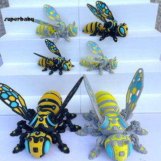 (Superbaby) Trang trí bàn làm việc của ong Cơ trang trí ong 3d In hình con ong cơ khí Cyberpunk Hornet sưu tập với các khớp di chuyển Đồ chơi Fidget khớp nối để giảm căng thẳng