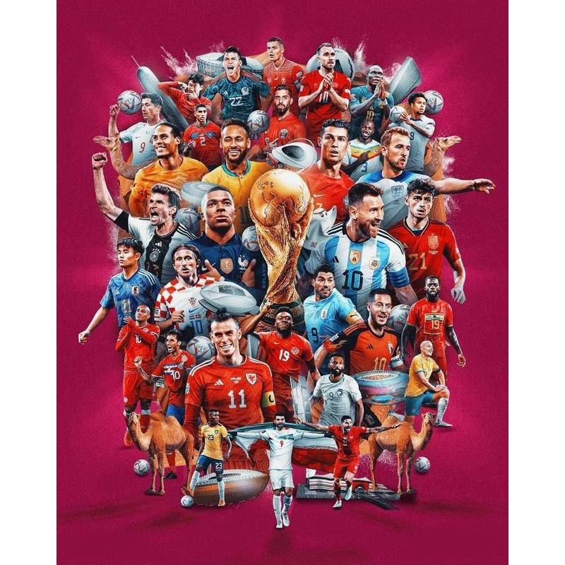2026 FIFA World Cup Không Khung Vải Chống Thấm Nước Áp Phích, Bóng Đá Bóng Đá Nghệ Thuật Treo Tường Cho Thể Thao Thanh Quạt Hang Trang Trí