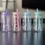 VFZ Kawaii Bình Nước Thẩm Mỹ Tumbler Cho Đá Cà Phê Nước ép Trà Nơ Dễ Thương Cốc Nhựa Có Nắp Ống Hút Chai Uống Di Động OTE