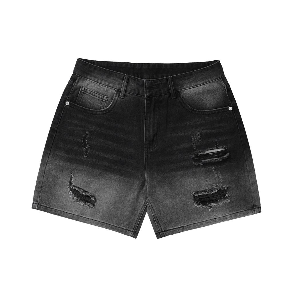 Quần Short Jean Nam DIN - Quần Bò Đen Basic Thoải Mái, Không Phai Màu Dễ Phối Đồ, Phong Cách Bụi Street Wall JD889