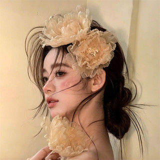 Siêu Bất Tử Pháp Retro Hoa Lụa Kẹp Tóc Cô Dâu Mũ