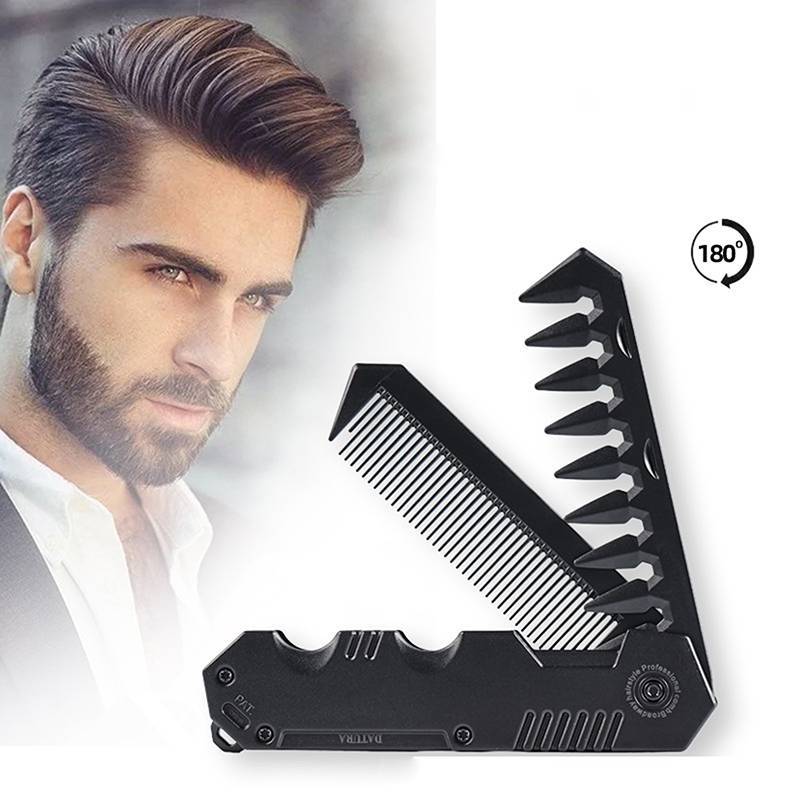 Springevenstar Đa Năng Di Động Nhựa Gấp Nhà Thơ Lược Cắt Tóc Nam Đầu Dầu Râu Lược Tạo Kiểu Tóc Lược Răng Rộng Springevenstar