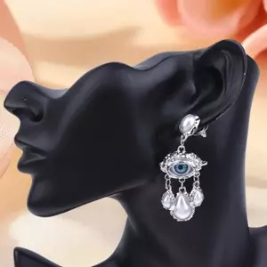 PNPIA- Retro Phóng Đại Đôi Mắt Lớn Bông Tai Dành Cho Nữ Vintage Giọt Nước Ngọc Trai Dép Sang Trọng Bông Tai Văn Phòng Tiệc Món Quà Trang Sức