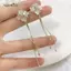 AqToCna 1 Cặp Thời Trang Phong Cách Hàn Quốc Dài Tòn Ten Bông Tai Nữ Sáng Bóng Hoa sel Thả Bông Tai Vintage Màu Vàng Trang Sức AqToCna