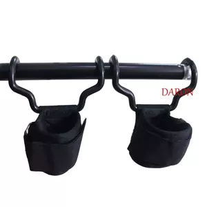DARON 1 Cái / Cặp Móc Cầm Nâng Trọng Lượng, Chống Trơn Trượt Màu Đen Phụ Trợ Bảo Vệ Cổ Tay, Huấn Luyện Móc Thể Dục Có Thể Điều Chỉnh 1 Cặp Móc Thép Kéo Dây Đeo Thể Dục