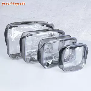 Túi trang điểm FAVORITEGOODS, Túi du lịch PVC trong suốt, Túi giặt Zip dung tích lớn cầm tay Du lịch