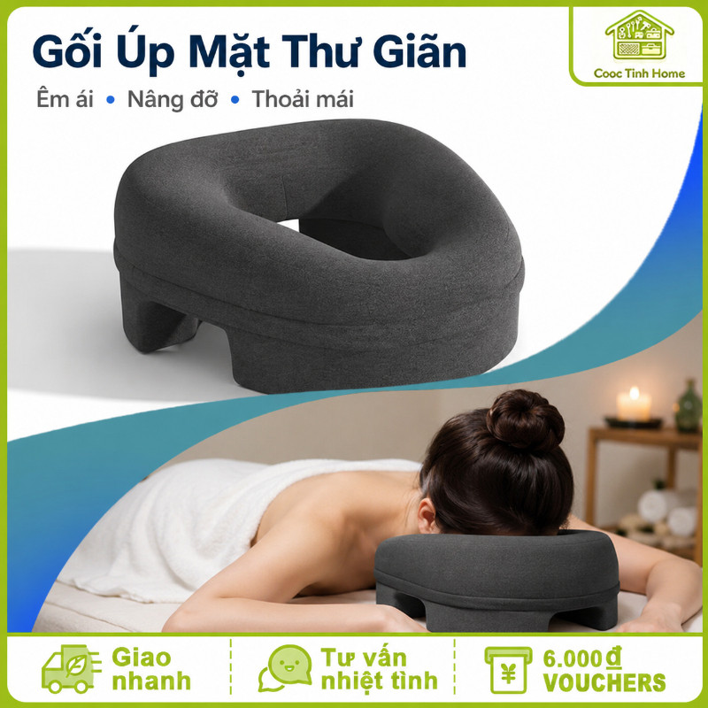 Gối Úp Mặt Chuyên Dụng Memory Foam Thoáng Khí, Hỗ Trợ Massage Mặt & Cổ Cho Thẩm Mỹ Viện, Salon & Tại Nhà