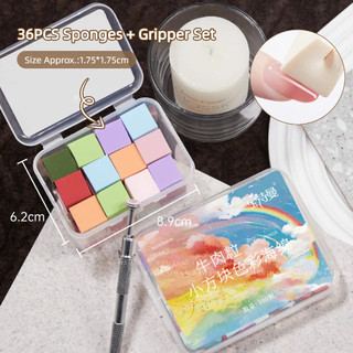 Baoshiman Nail Art Mini Tofu Block Pat Pat Keo Bọt Biển Với Grab Set Gradient Smudge Sponge Kim Loại Lấy Dụng Cụ Làm Móng Tay Cho Tiệm Móng Tay