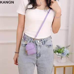 Túi đeo chéo KANGN, Ví đựng tiền xu Mini bằng da PU, Tai nghe túi trang điểm di động nhẹ màu trơn
