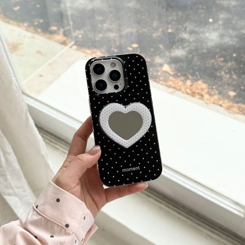 Giá đỡ gương chấm bi Niche ins Apple171615Ốp điện thoại iPhone14promax Soft Case 8P Chống sốc