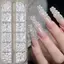 XOITU 12 ô đá đính móng nửa tròn đáy phẳng, ngọc trai & kim cương giả 3D, phụ kiện charm trang trí nghệ thuật móng VN