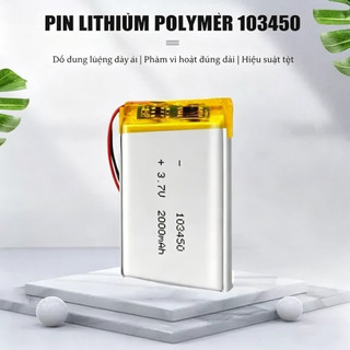 103450 3.7V 2000mAh Polymer Lithium Sạc Pin Jst PH 2.0mm 2pin Cắm Cho Camera GPS Navigator MP5 Tai Nghe Bluetooth