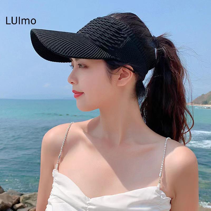 LUImo Mùa Hè Chống Tia UV Mũ Chống Nắng Nữ Rỗng Mũ Du Lịch Bãi Biển Thể Thao Ngoài Trời Tấm Che Mũ Dệt Kim Mũ Bóng Chày SBS