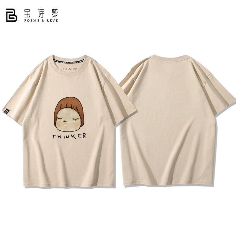 Yoshitomo Nara Big Head Ác Búp Bê Hàng Hóa Hoạt Hình Hai Chiều Cotton Nguyên Chất Áo Thun Tay Ngắn Nửa Tay Rời Nam Nữ Mùa Hè