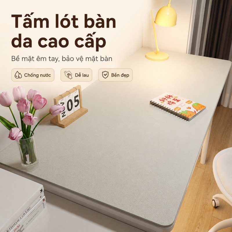 Tấm Trải Bàn Da PU Chống Thấm Nước, Thảm Trải Bàn Học Sinh Chống Trượt Bảo Vệ Mặt Bàn Hiện Đại