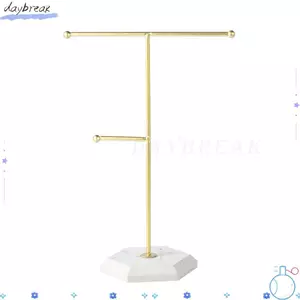Giá đỡ trưng bày trang sức DAYBREAK, Giá lưu trữ vòng xoay mạ kim loại, Thiết kế thanh chữ T cao cấp Đế ổn định Vòng cổ Giá đỡ máy tính để bàn