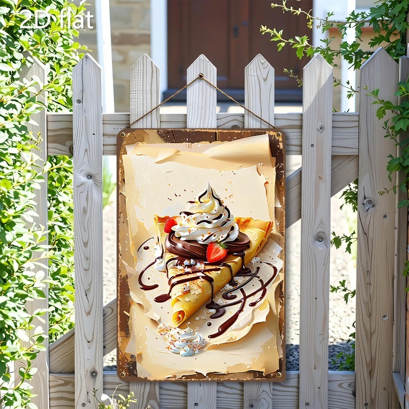 CIFbuy Vintage Tin Nghệ Thuật Treo Tường Dâu Sôcôla Crepe Nhà Bếp Cafe Trang Trí