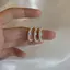 PNPIA- Pháp Vintage Zircon Giả Ngọc Trai Nhẫn Nữ Thanh Lịch Co Giãn Đính Hạt Nhẫn Sang Trọng Tiệc Cưới Trang Sức Quà Tặng