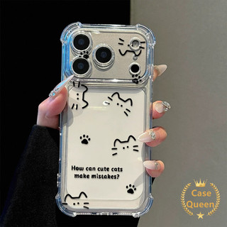 Tương thích cho iPhone 17 14 15 16 13 12 11 Pro Max XS Max X 14 15 Pro XR Air 14 Plus Thời Trang Đơn Giản Mèo Chống Rơi Bốn Góc Trong Suốt