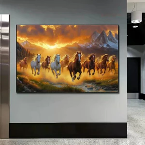 4 / 7 / 9 Ngựa Lúc Hoàng Hôn Áp Phích In Hình Động Vật Tranh Canvas Nhà Chạy Ngựa Treo Tường Hình Ảnh Cho Phòng Khách Bức Tranh Tường