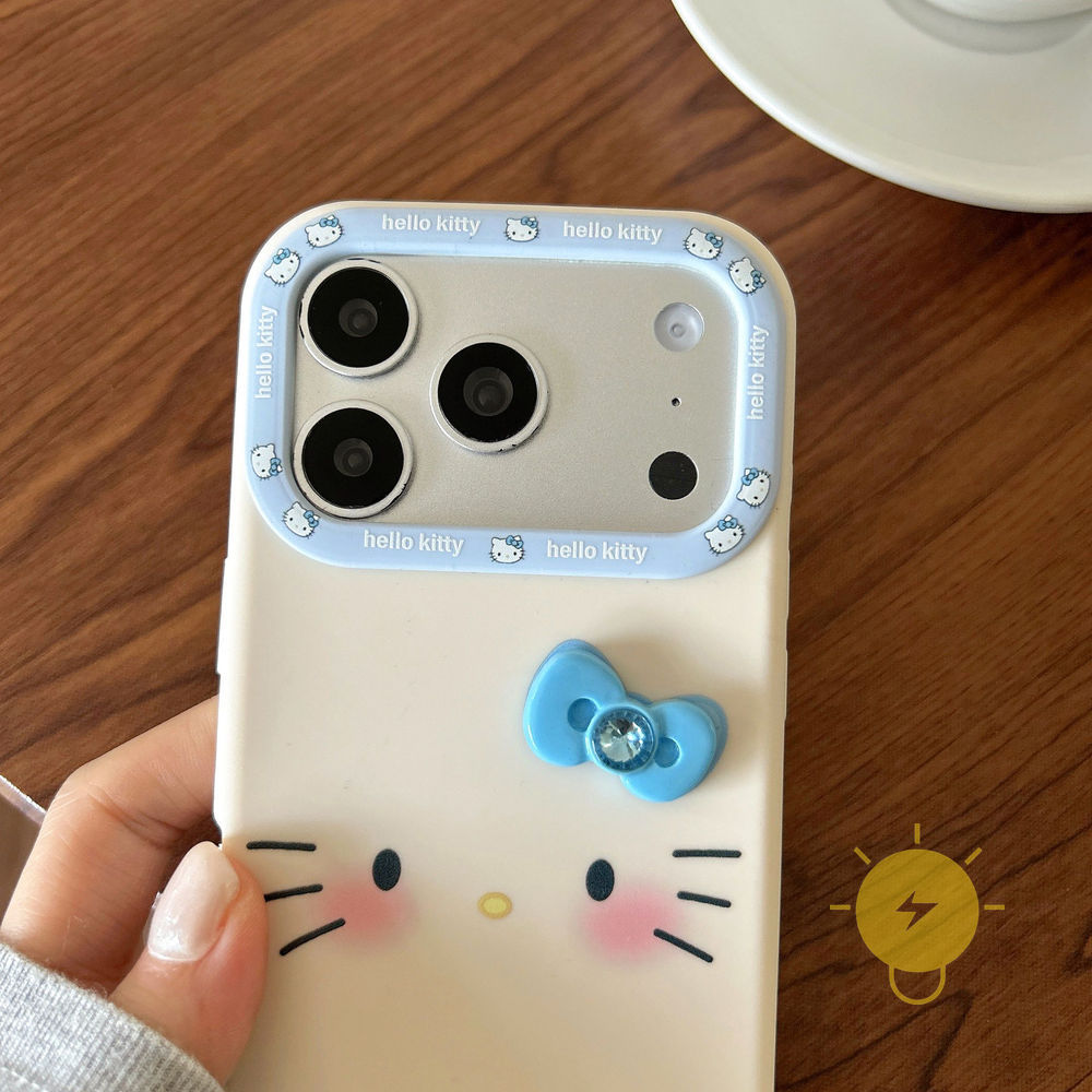 Phone Case For iPhone 17 Pro Max 16 15 TPU Butterfly Bowknot Kitty Expression Soft Aesthetic Korean Cute
