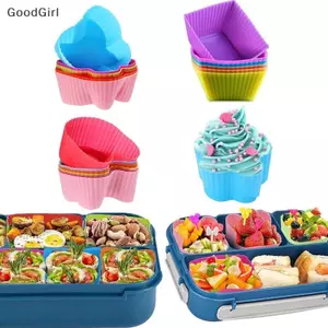 8 Bộ chia hộp cơm trưa bằng silicon cho trẻ em Bộ chia thức ăn cho hộp Bento Silicone Cupcake Liners Khuôn dụng cụ làm bánh VN