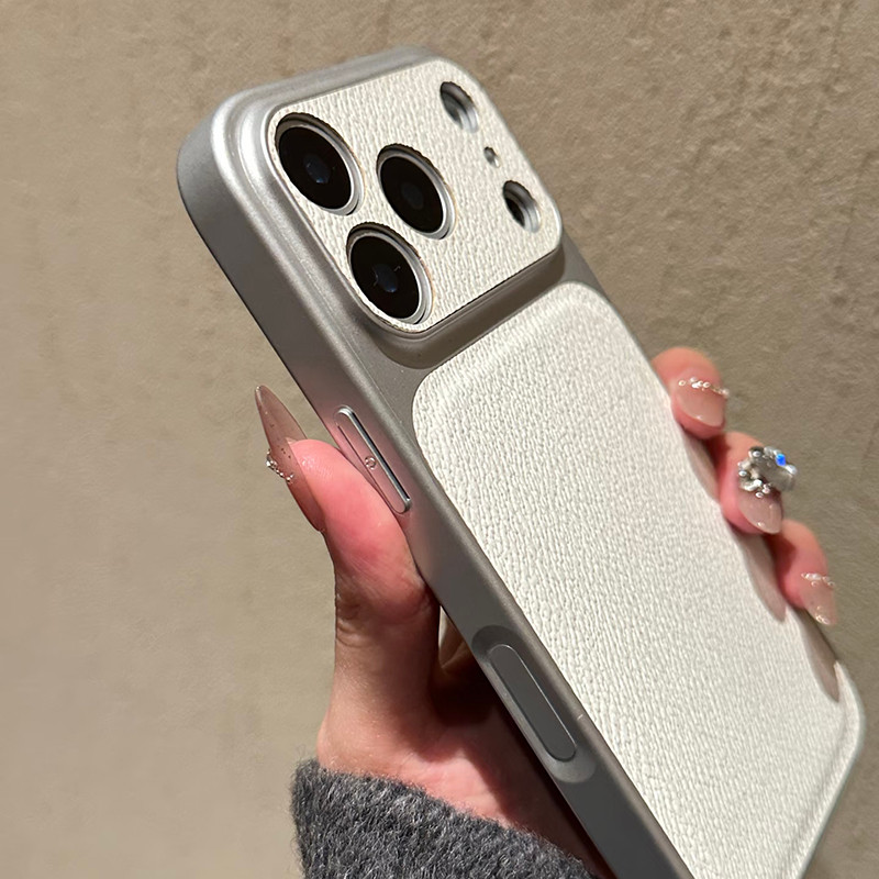 Ốp iPhone mới, mạ họa tiết da vải thiều thời trang, tương thích với iPhone 17 16 15 14 13 12 11 Pro Max Plus Air XR