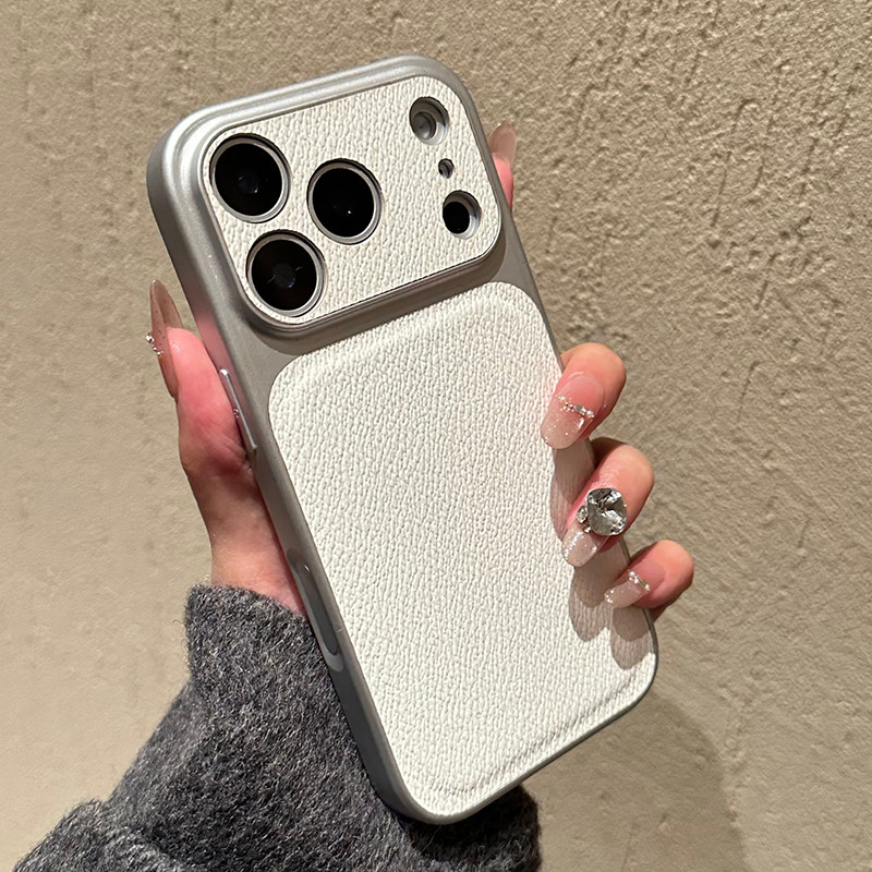 Ốp iPhone mới, mạ họa tiết da vải thiều thời trang, tương thích với iPhone 17 16 15 14 13 12 11 Pro Max Plus Air XR