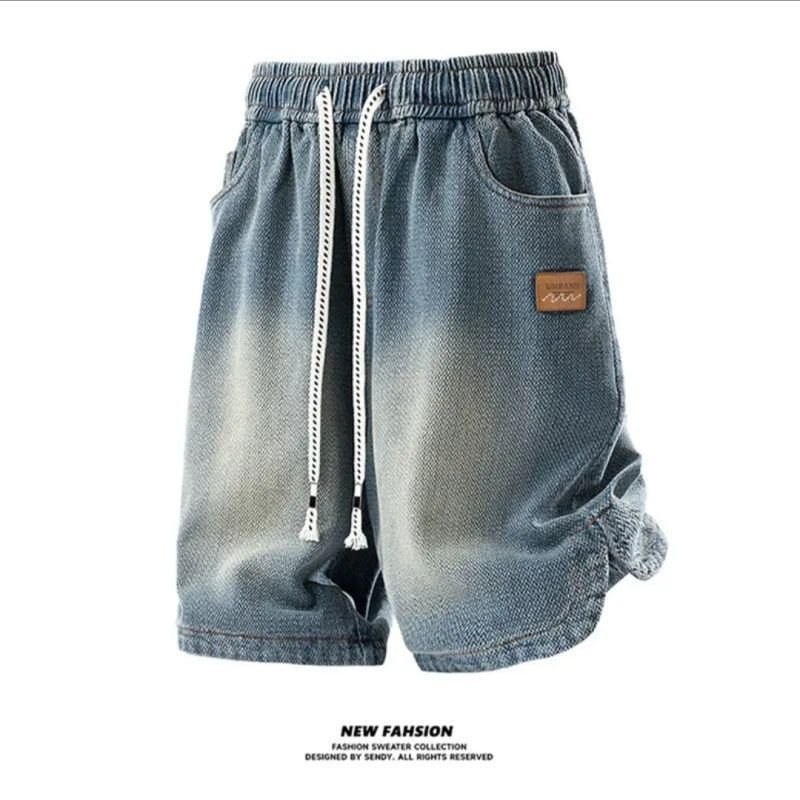 Quần short denim họa tiết bầu trời đầy sao nhẹ mùa hè dành cho nam, vừa vặn dáng rộng, quần short thể thao thông thường kiểu Mỹ EY4F
