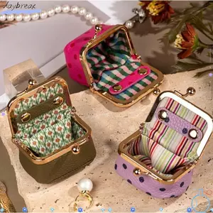 Ví nhỏ DAYBREAK, Ví đựng tiền xu di động chấm bi, Khóa nụ hôn tinh tế bằng da PU Túi đựng đồ trang sức Mini Tổ chức phụ kiện