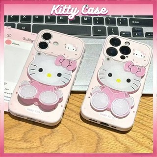 Giá đỡ gương 3D hình mèo KT dễ thương, tương thích với ốp lưng iPhone 11 13 14 12 17 Pro Max 15 16 Plus có cửa sổ lớn