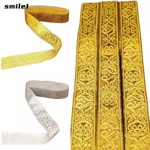Ruy băng Jacquard SMILE, Chiều dài 7 mét Ruy băng dệt rộng 3,3cm, Họa tiết hình học truyền thống thêu hoa DIY Ren Trim Ribbon Dệt may tại nhà