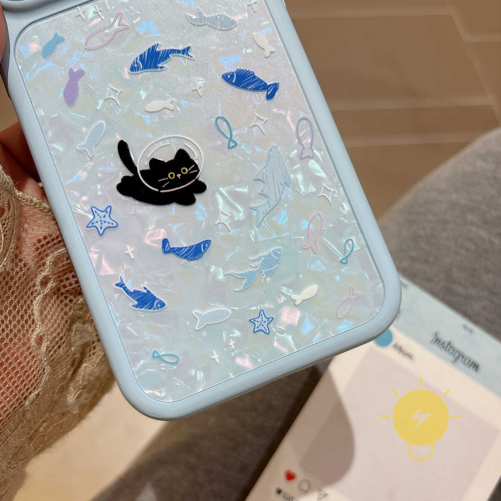 Phone Case For iPhone 17 Pro Max 16 15 TPU Cat Fish Ear Aesthetic Korean Cute